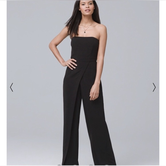 White House Black Market Pants - White House Black Market Strapless Split Leg Black Jumpsuit Sz 10 NWOT